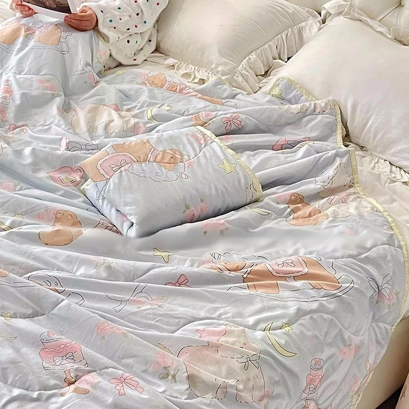 ผ้าห่มบางสำหรับนักเรียนฤดูร้อน ลายหมาน้อยน่ารักสำหรับหอพัก