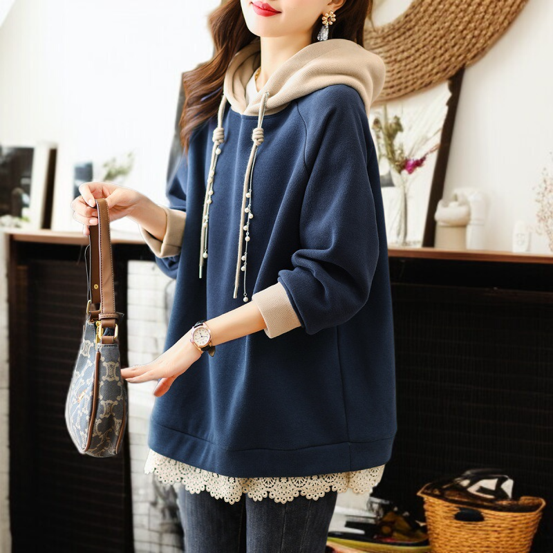 フード付きのパッド入りのセーターのジャケット緩い脂肪質の姉妹のセーターの女性大きいサイズの冬のセーター