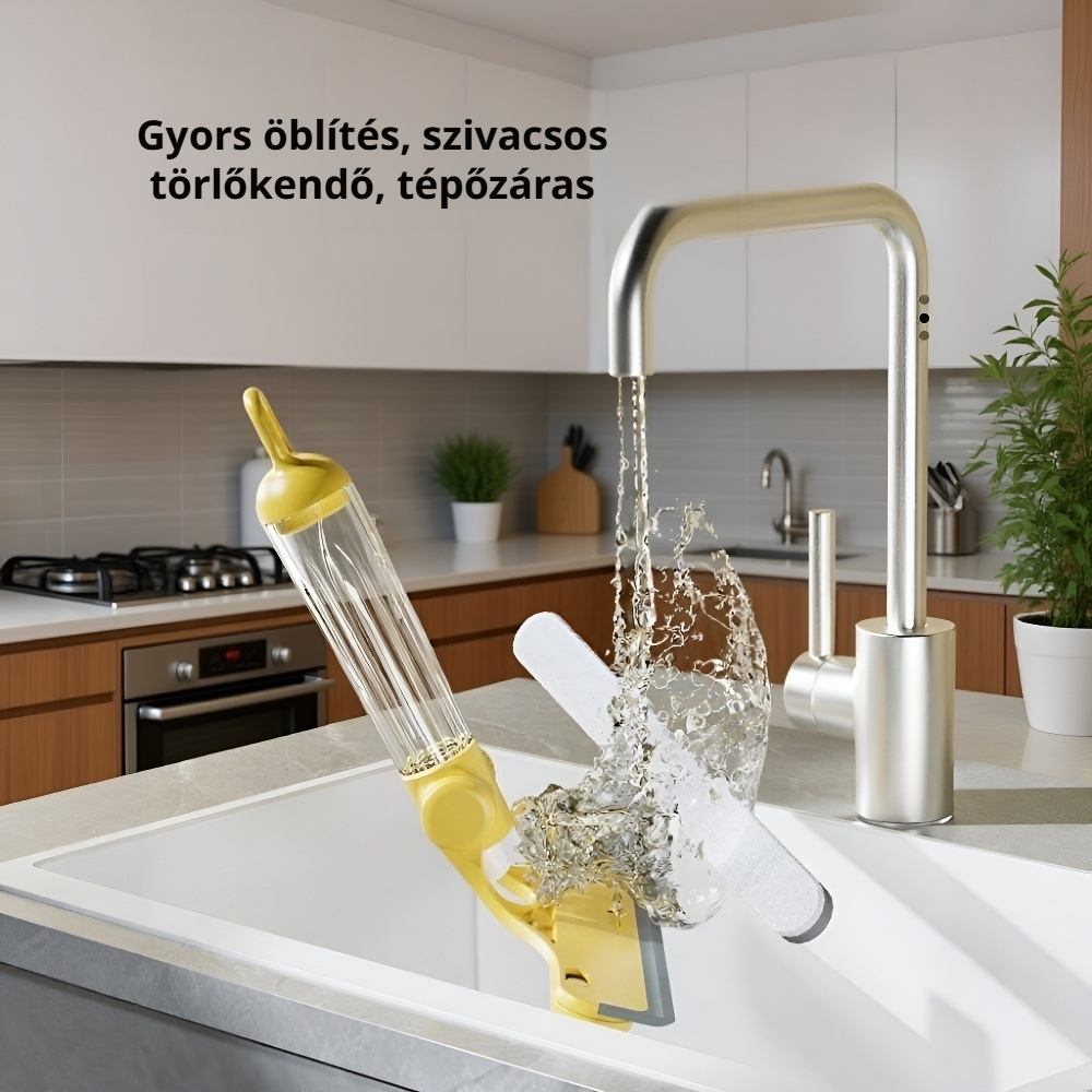 Multifunkciós üveg lehúzó, integrált permetező palackkal