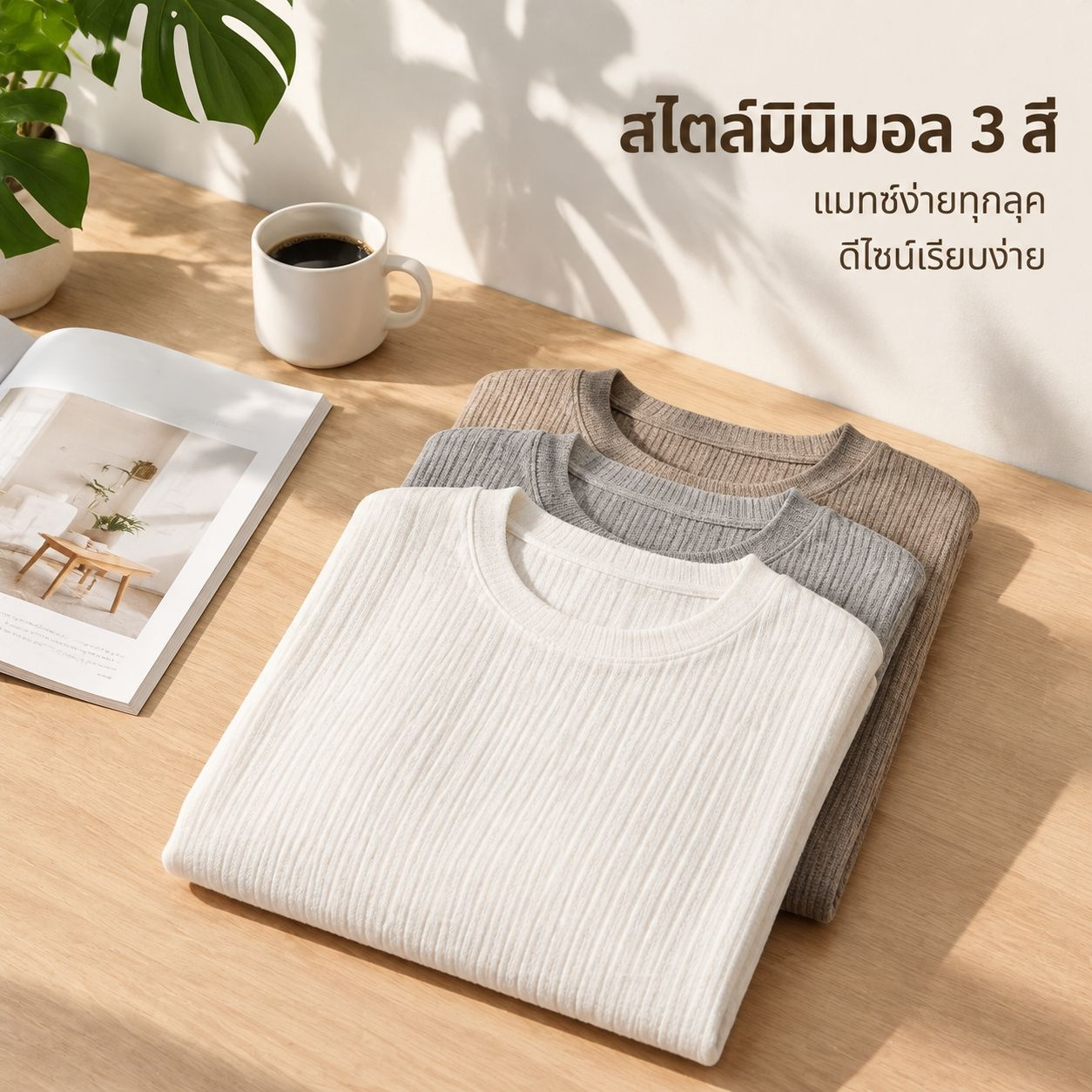 เสื้อยืดแขนยาวลายทางแนวตั้งสไตล์ญี่ปุ่นสำหรับผู้ชาย ใส่ได้ทั้งฤดูใบไม้ผลิและใบไม้ร่วง