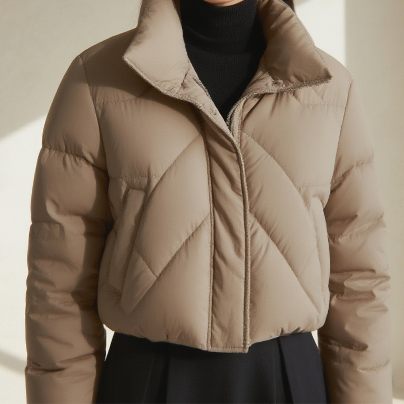 진갈색 숏 다운 점퍼