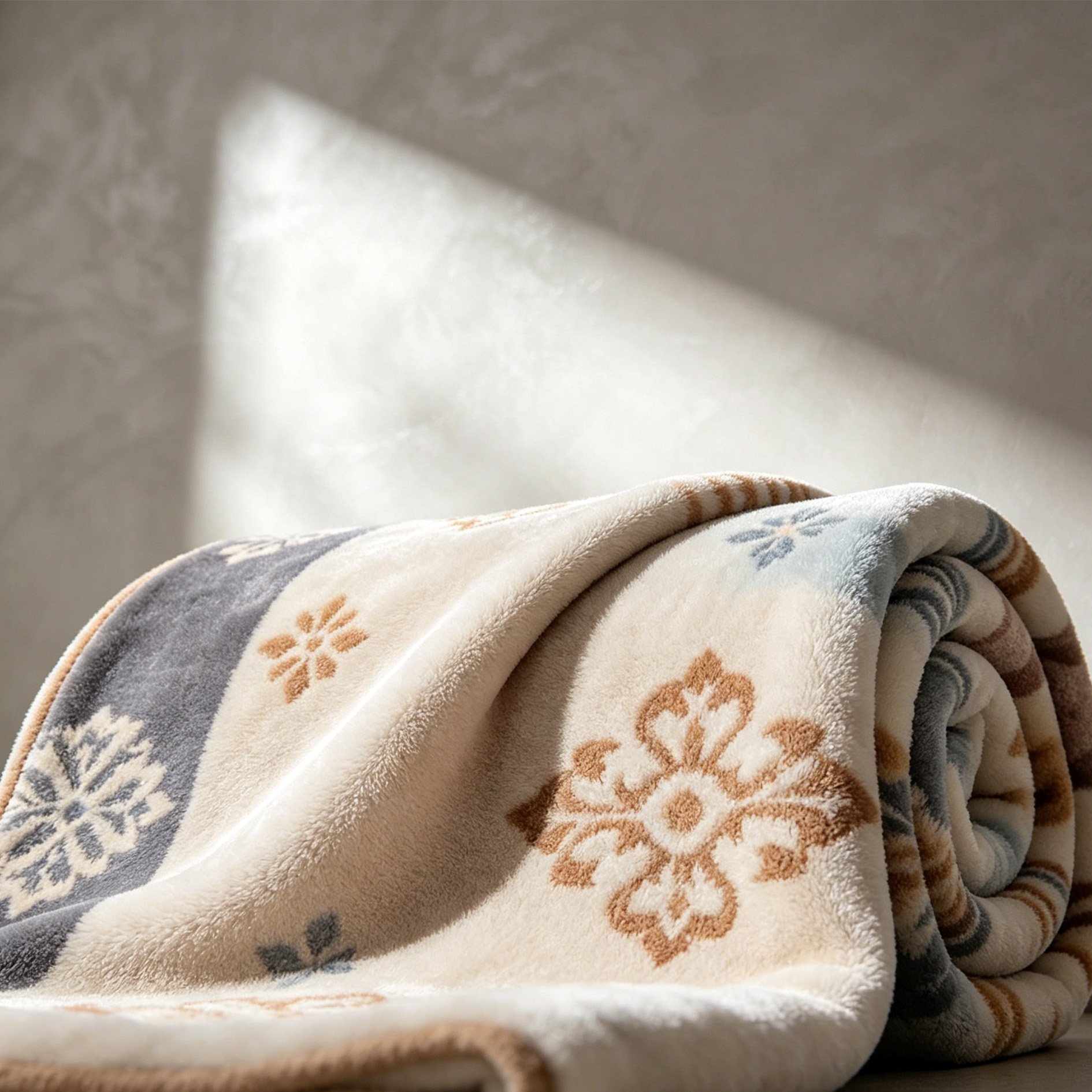 Leichte und weiche Flanelldecke auf einem Sofa