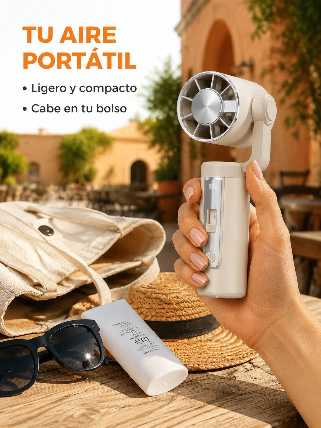 Ventilador portátil de mano con función de enfriamiento por hielo