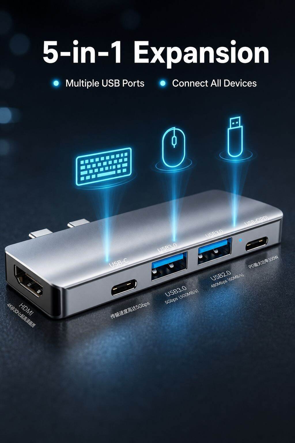 Computer Notebook USB Splitter for MacBook Expansion Dock HUB