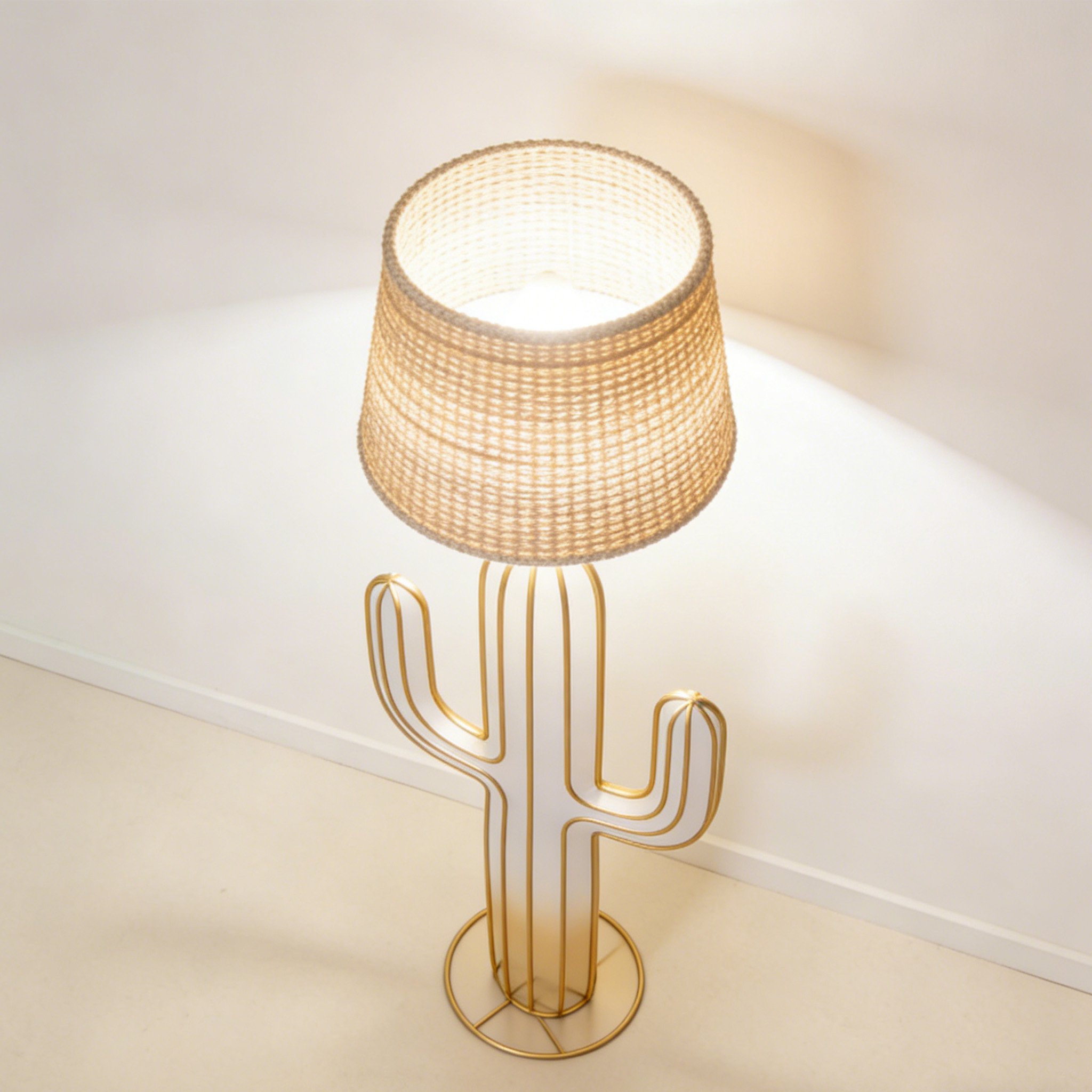 Sleek black floor lamp beside sofa