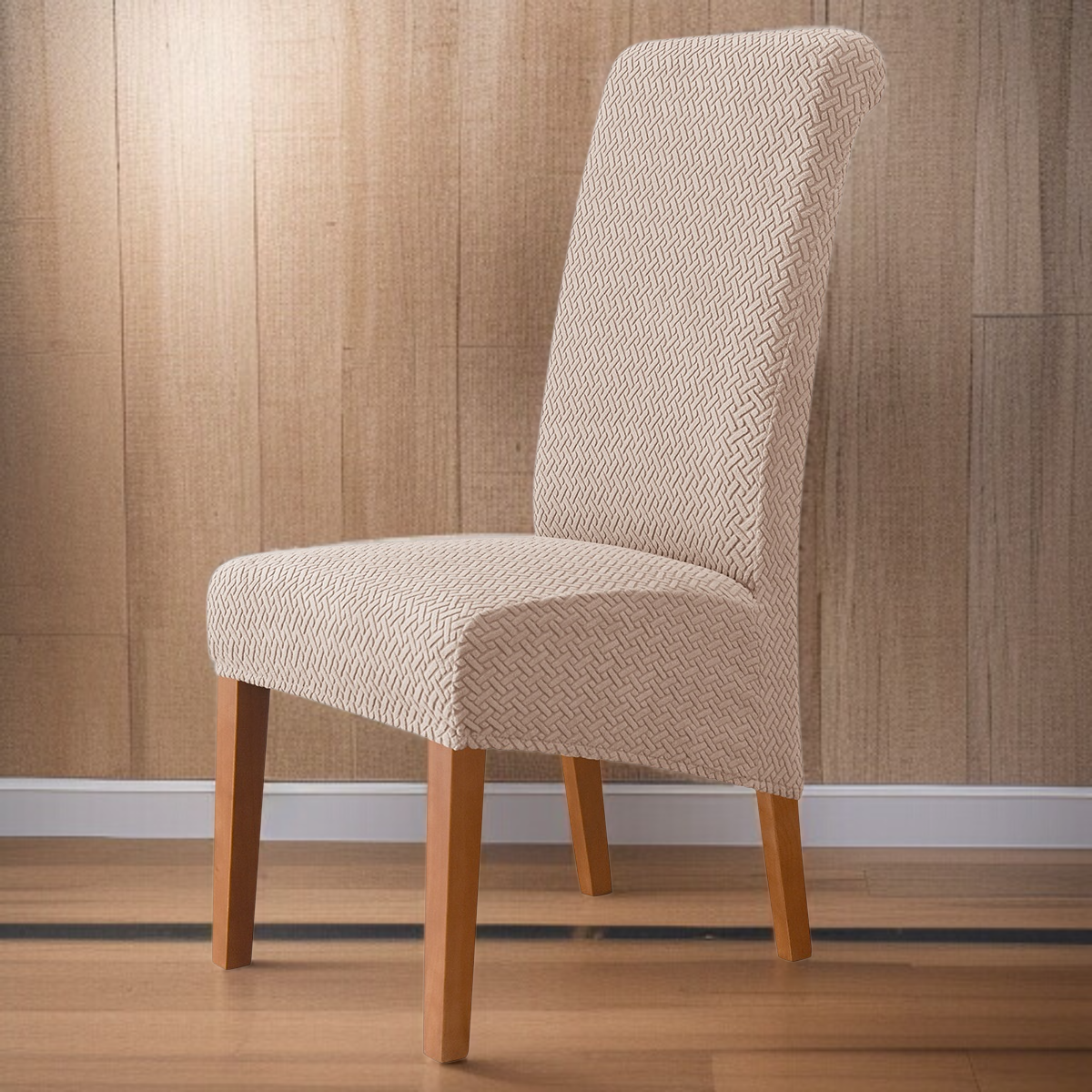 Chaise de salle à manger dossier haut Housse en tissu jacquard extensible
