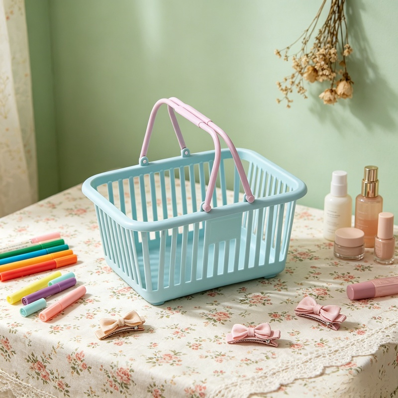 Cute Desktop Storage Basket Small Plastic Tote Bin