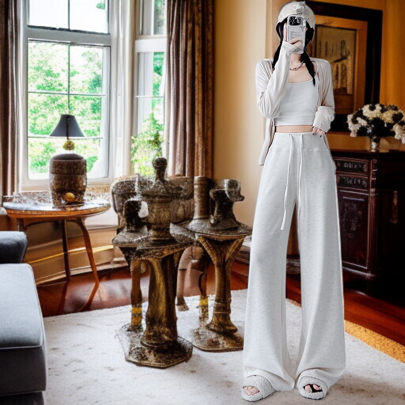 와이드 와이드 팬츠 여 쁘띠 소프트 하이웨스트 날씬해 보이는 팬츠 스커트 봄가을 드롭 와이드 팬츠