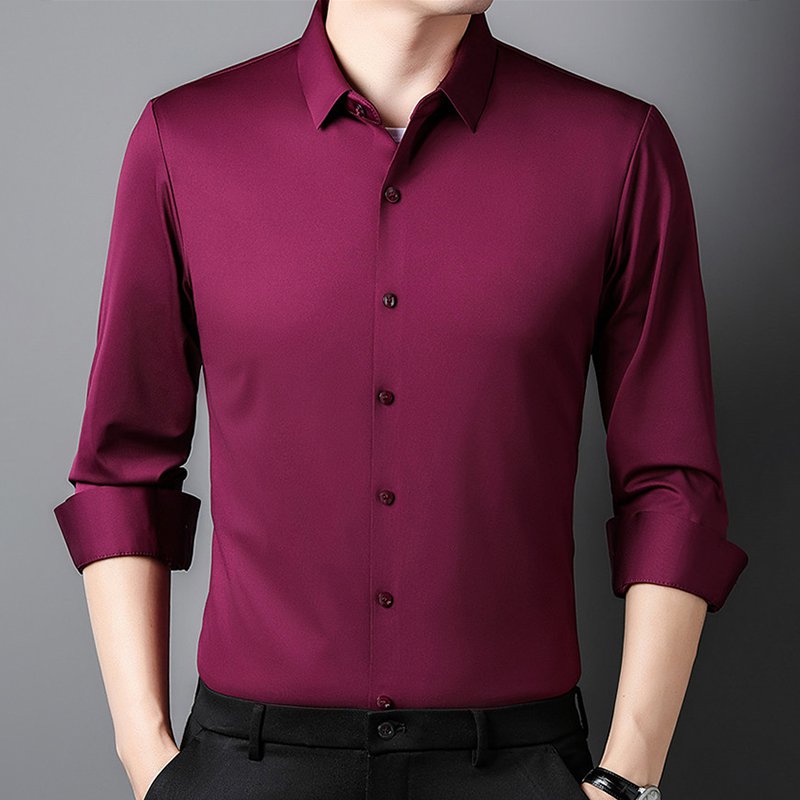 メンズ裏起毛長袖シャツ無地アイロン不要