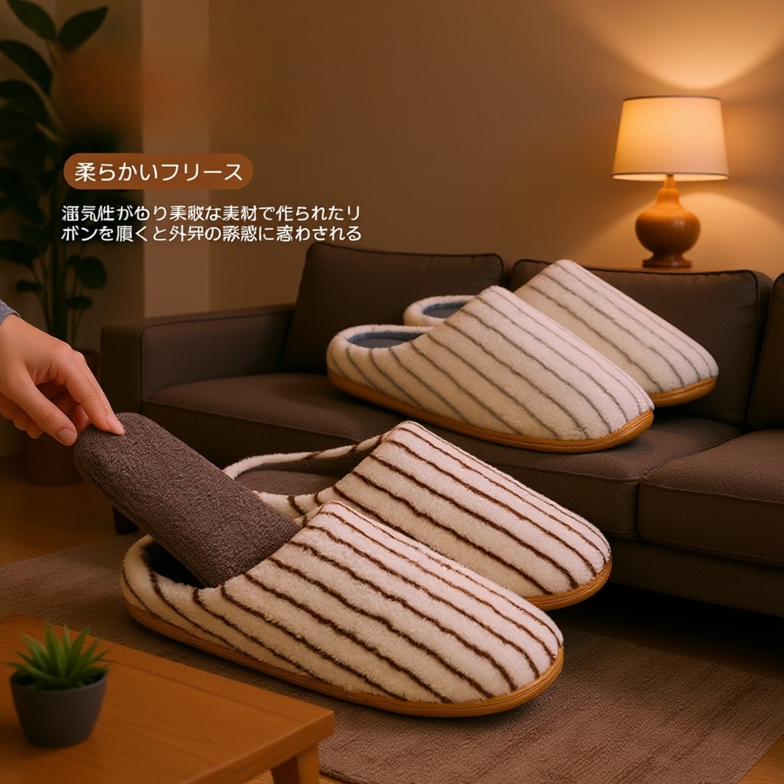 カップル用綿スリッパ メンズ用 オフィス滑り止めソフト底