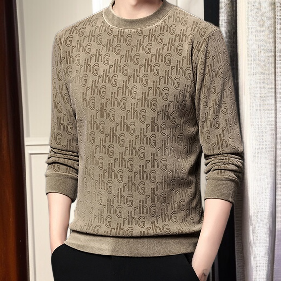 캐주얼 패션 남성 상의 자카드 라운드 긴팔 후드 기모 기모 레깅스 상의