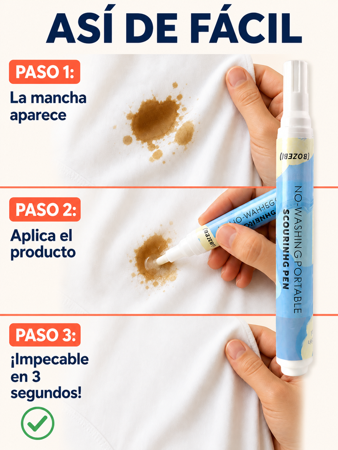 【Elimina la suciedad en un segundo】 Lápiz limpiador potente y práctico que no necesita agua