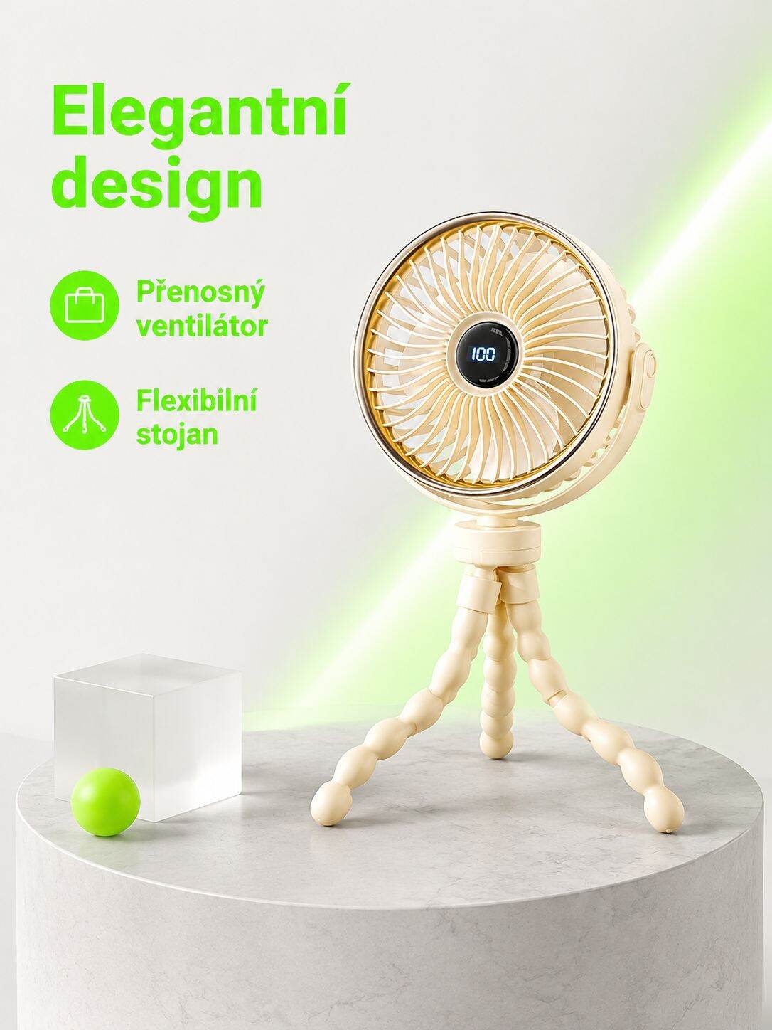 Domácí dobíjecí tichý ventilátor chobotnice na kočárek