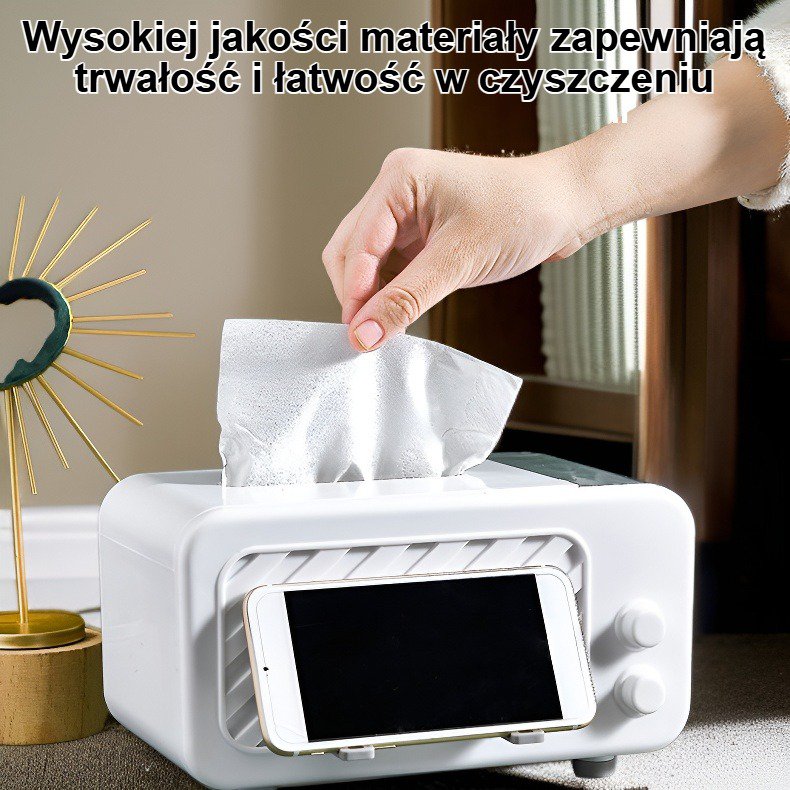Gładkie pudełko na chusteczki z wielofunkcyjną szufladą