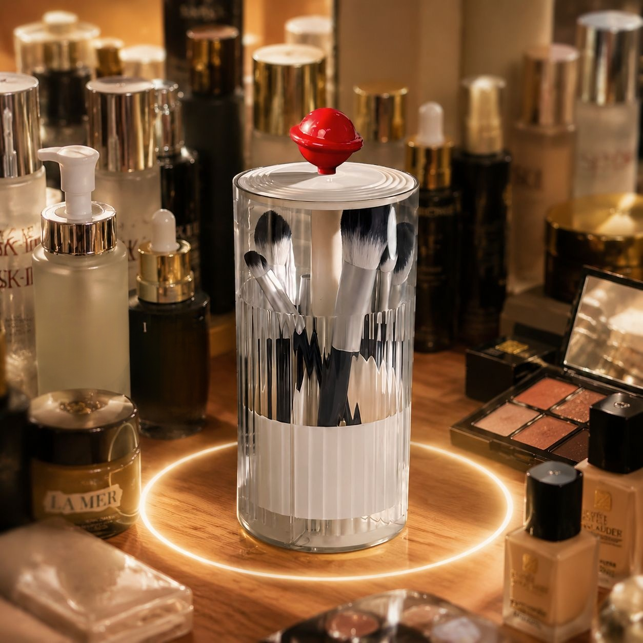 Boîte de rangement compacte pour accessoires de beauté