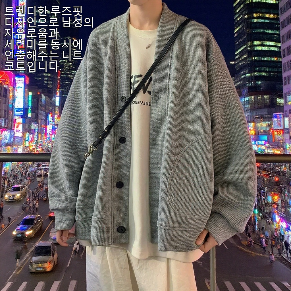 남성 루즈하고 나른한 니트 코트