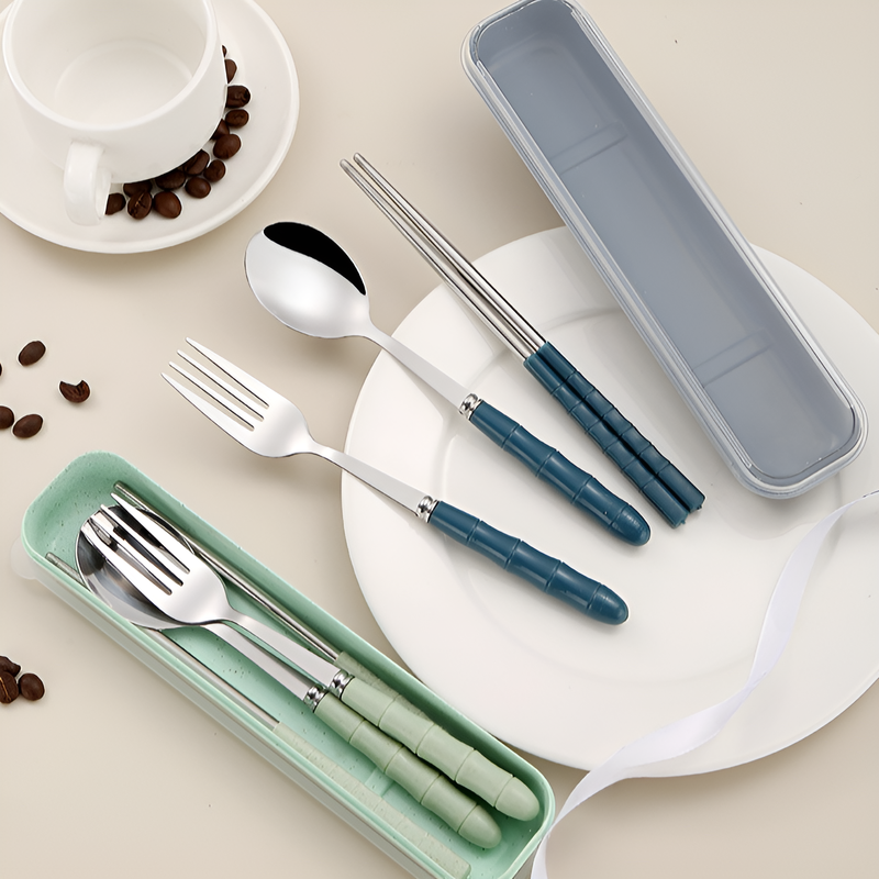 스테인리스 휴대용 3종 식기 세트