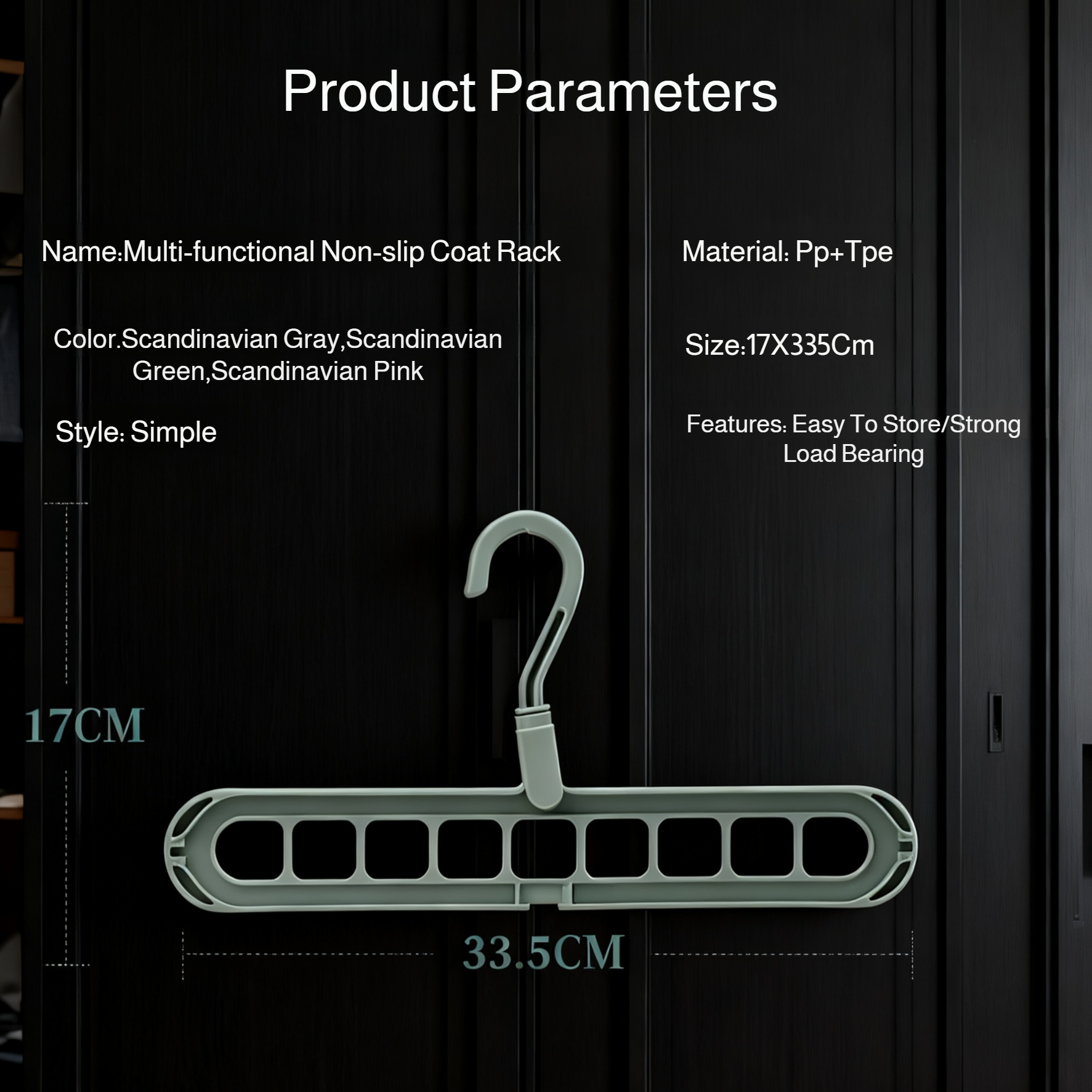  Space-Saving Folding Clothes Hanger with 9 Holes for Home Organization