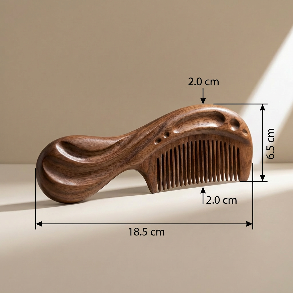 Solid wood combs set of 2 on white background
