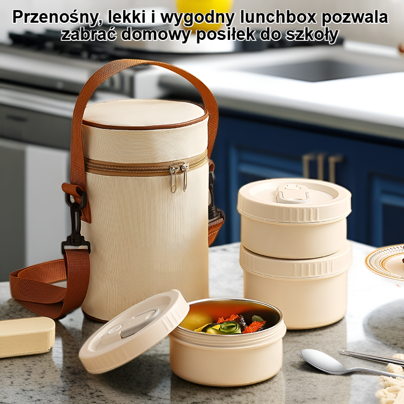 Przenośny, izolowany lunchbox dla jednej osoby, idealny dla uczniów