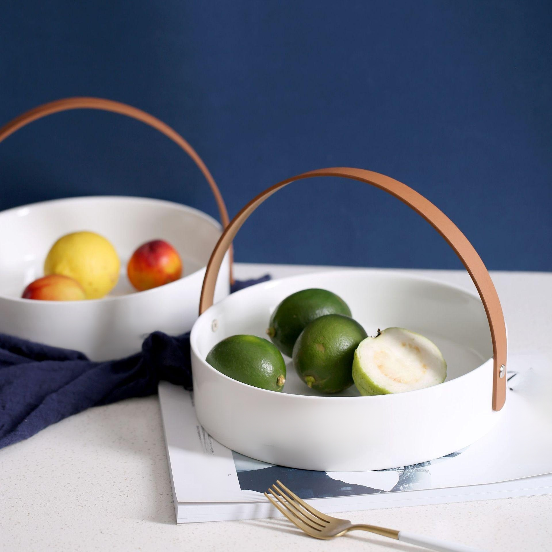 圓盤皮革提把餐具