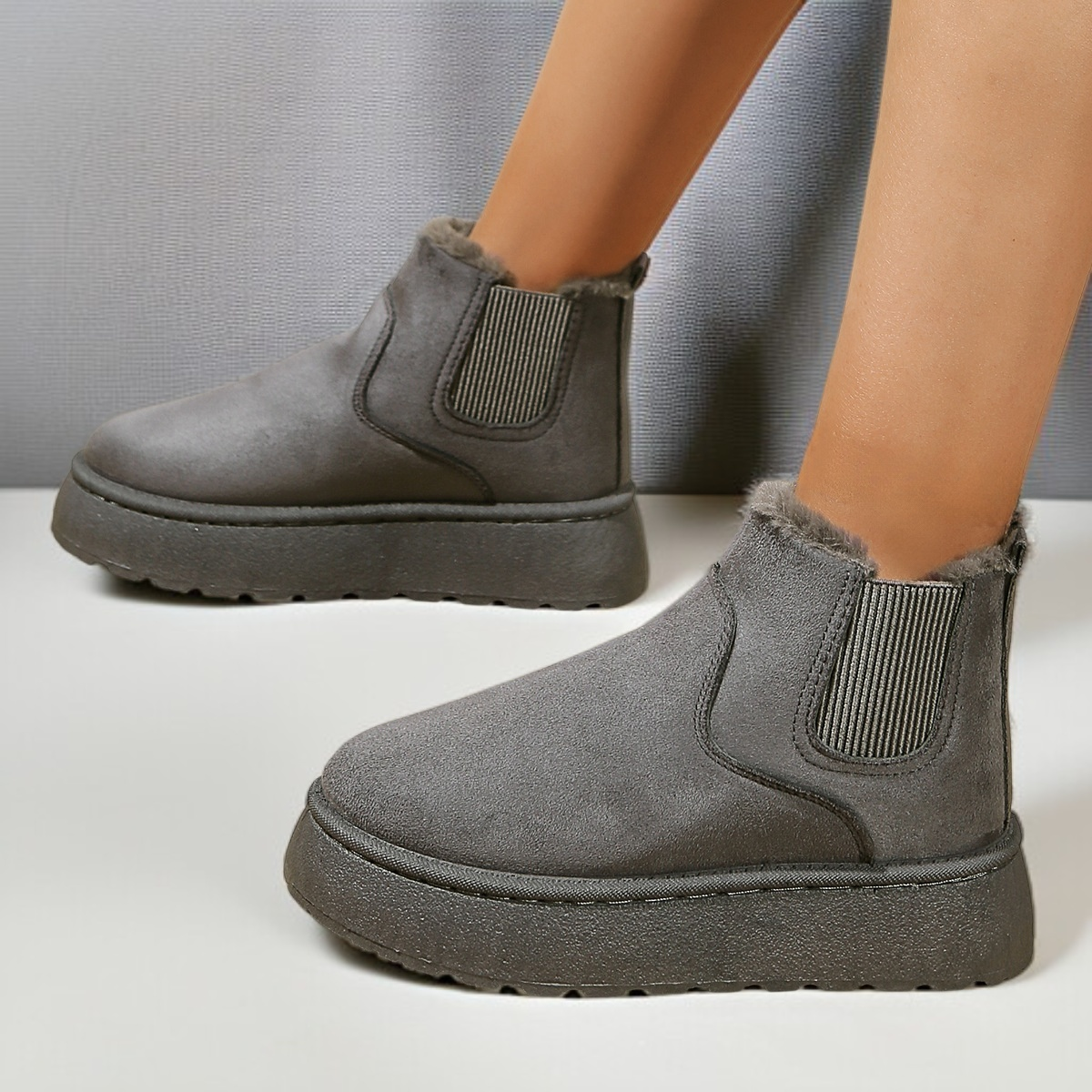 여성용 두꺼운 스노우부츠