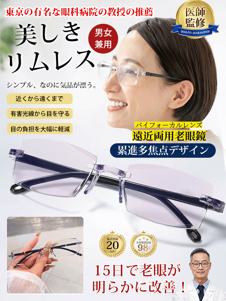 【眼科医推奨】鯖江テクノロジー | 度数調節リーディンググラス | ブルーライトカット | -7から+7まで度数自動調節 | 検眼不要 | 超軽量11g