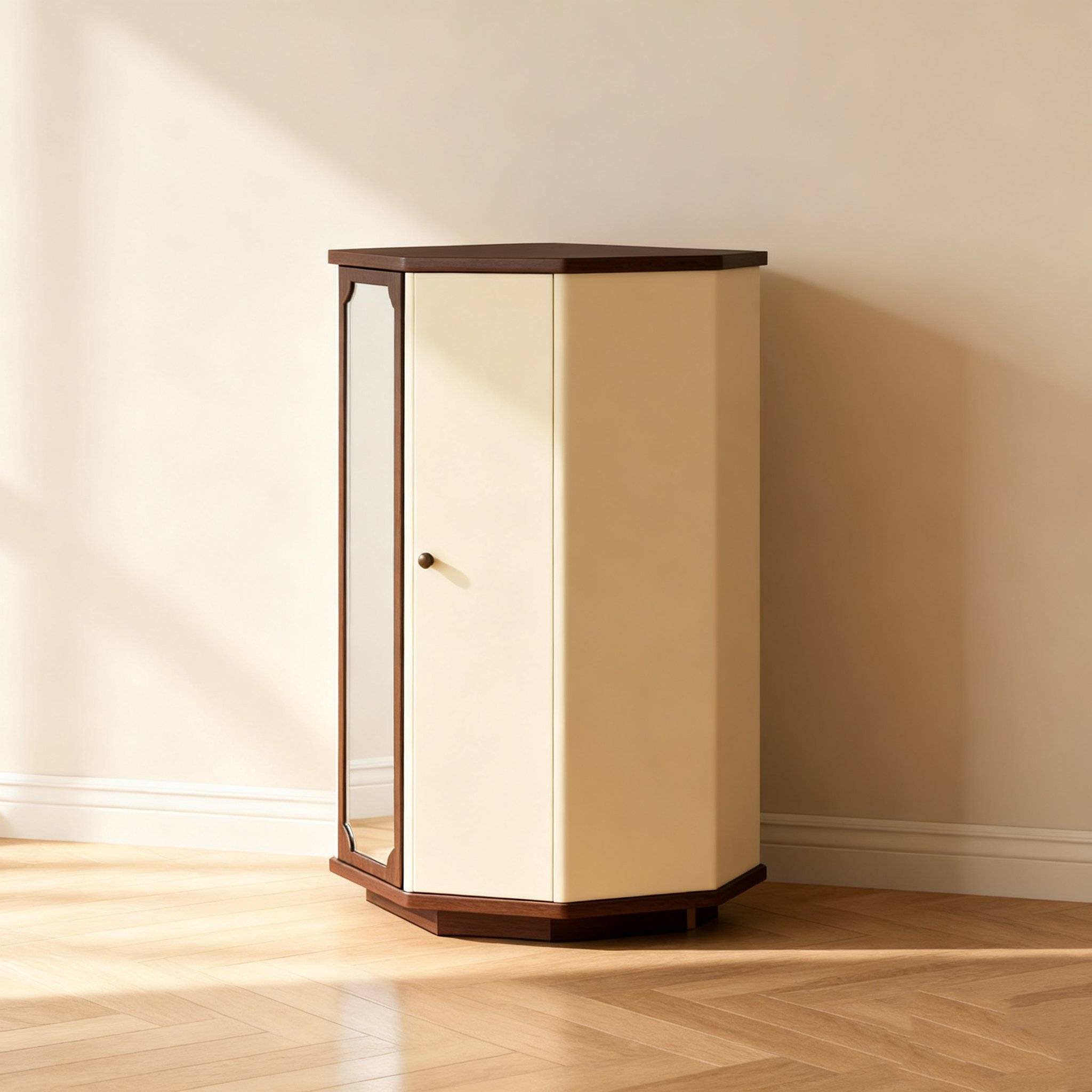 원목 회전형 모서리 수납장