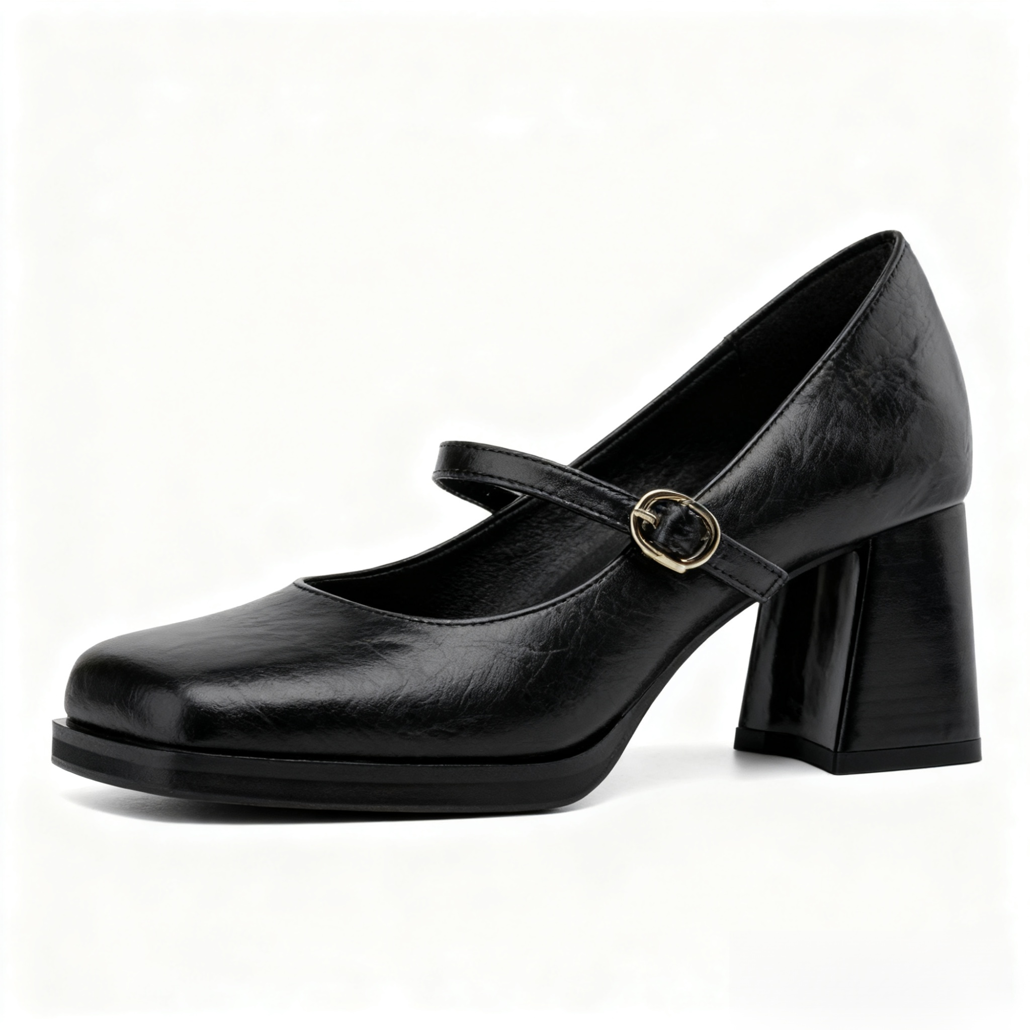 여성용 라운드 투 싱글 슈즈, 캐주얼 솔리드 컬러, 두꺼운 밑창