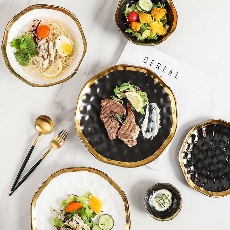 金色邊框陶瓷碗