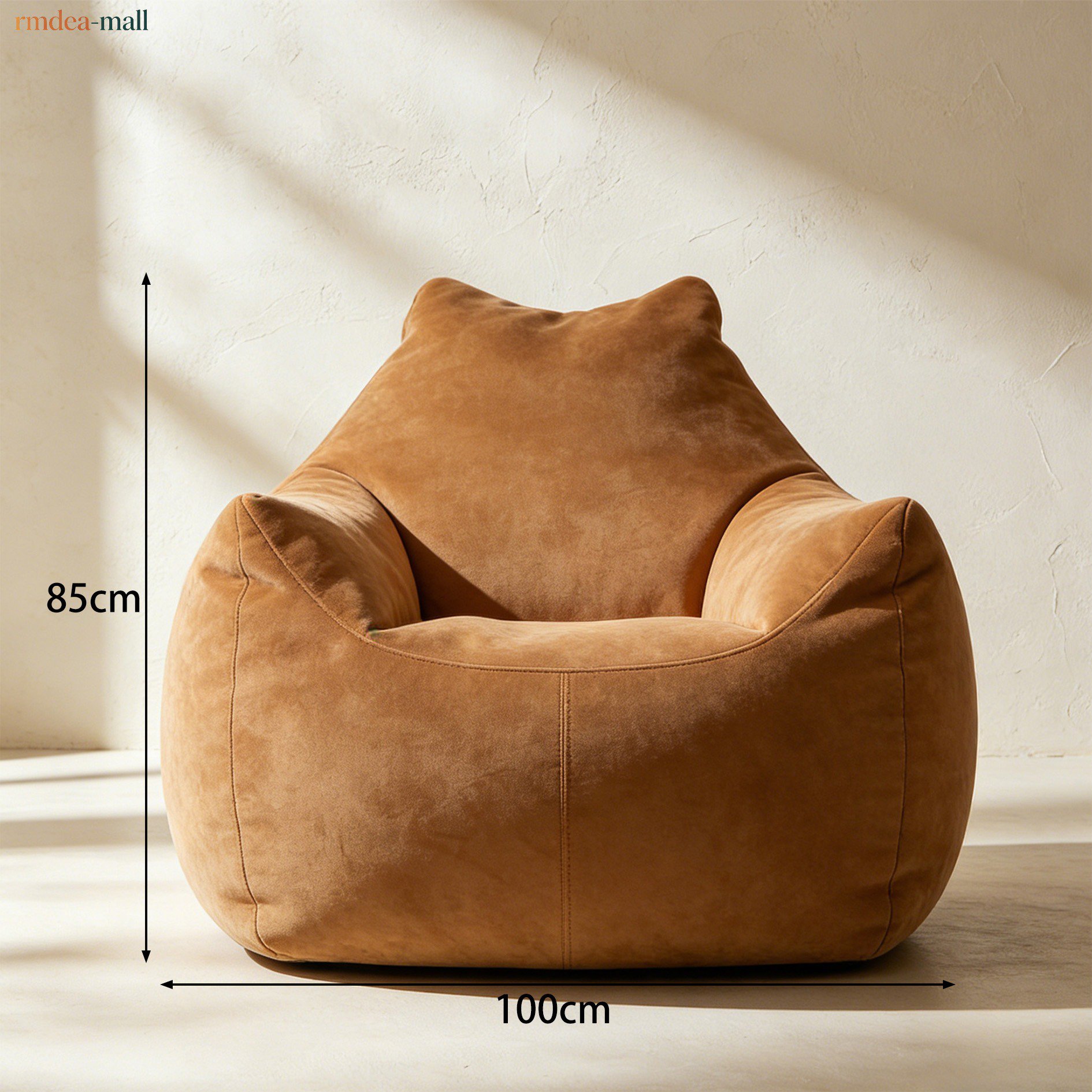 Stylish single beanbag chair in bedroom