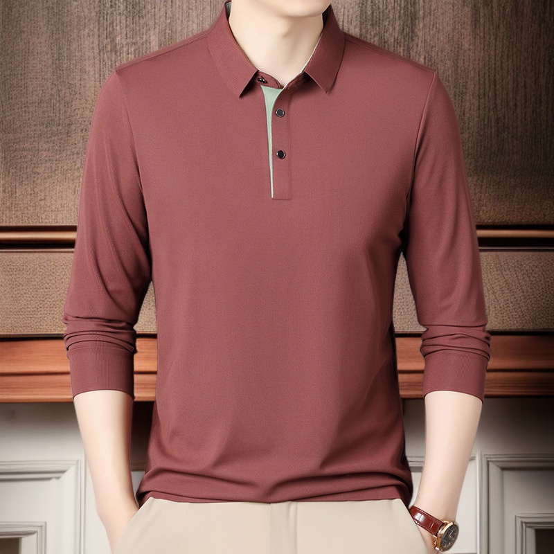 남자 비즈니스 루즈핏 긴팔 티셔츠 남자 순수 캐주얼 셔츠 루즈핏 터틀넥 봄가을 셔츠 비즈니스 캐주얼 셔츠