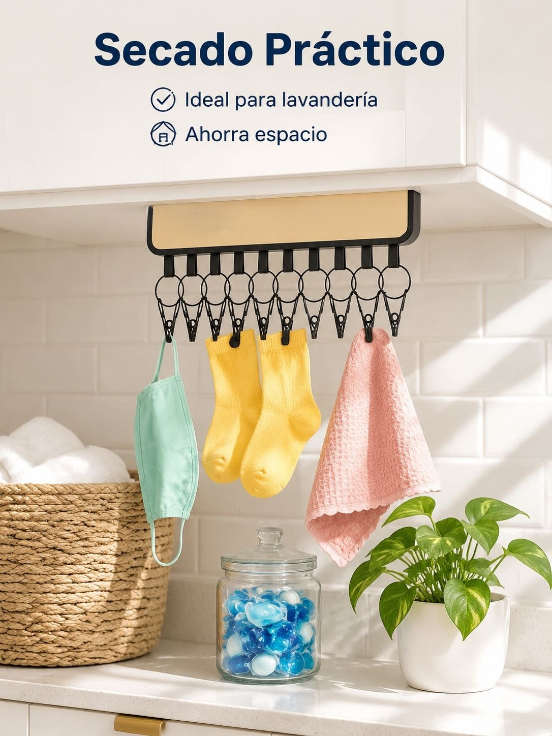 Tendedero autoadhesivo para armario