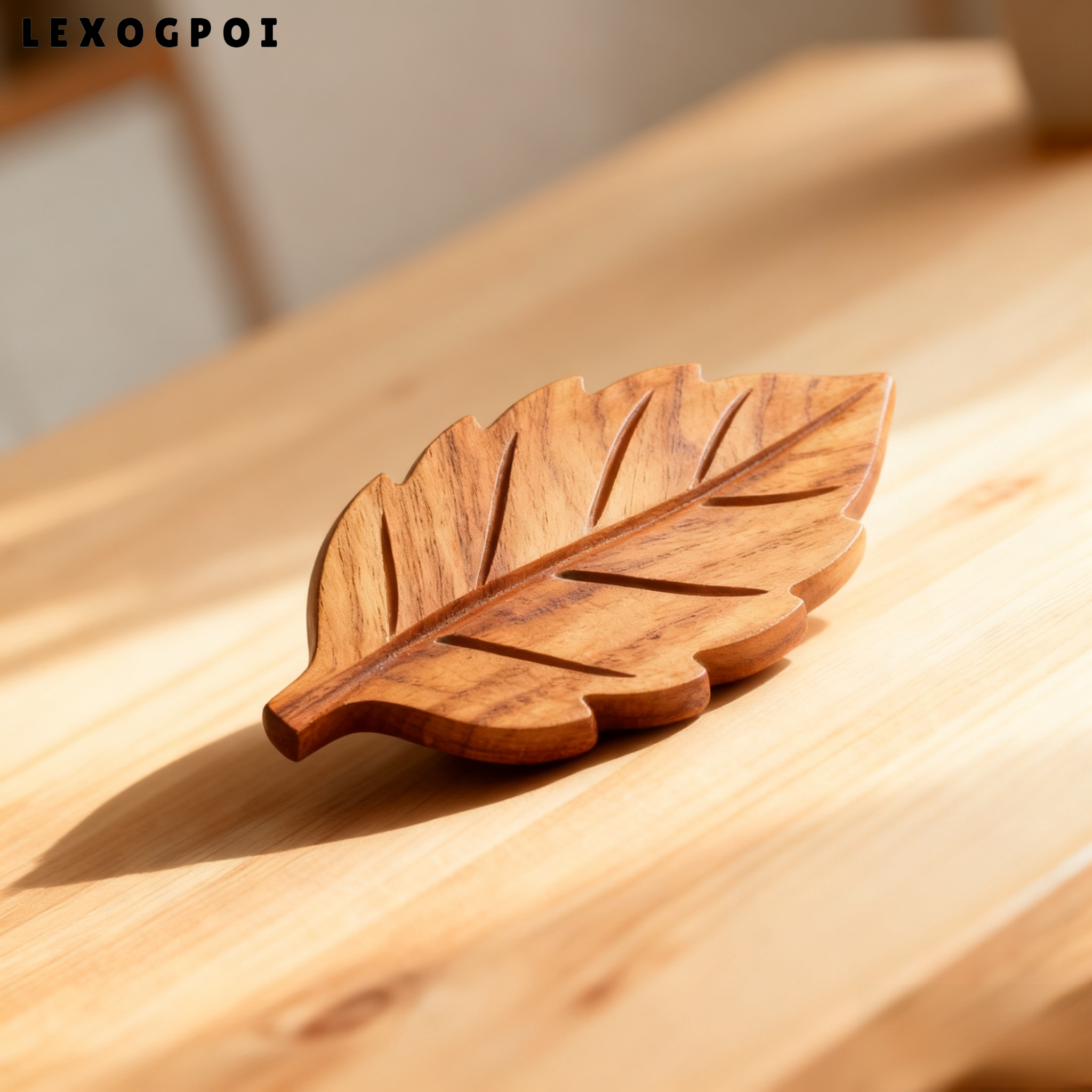 견고한 나무 잎 모양 쟁반 장식품 (5개)