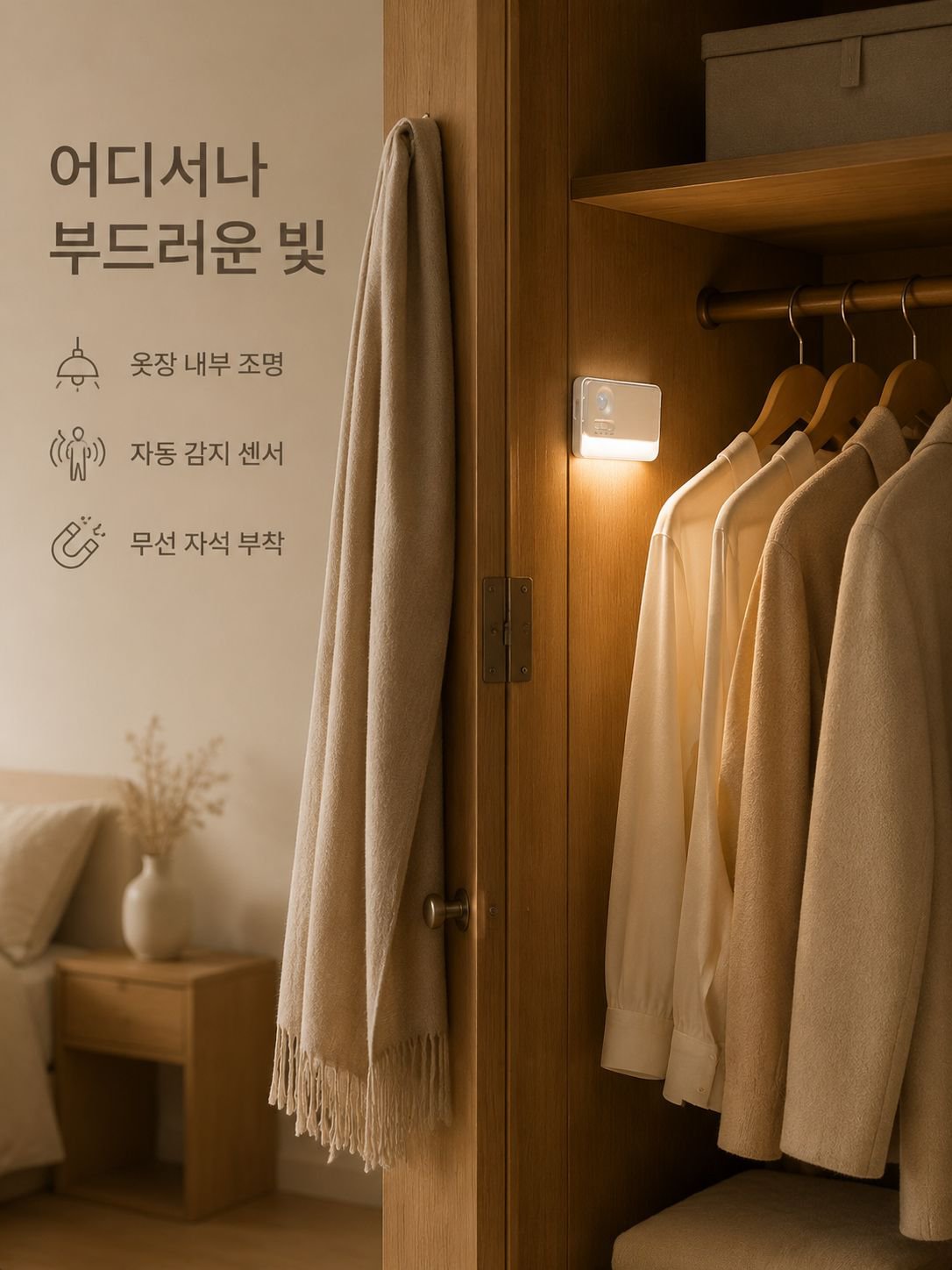 스마트 연동 센서 벽등 발광 침대등