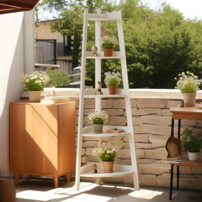 多機能フラワーラックに観葉植物をディスプレイ