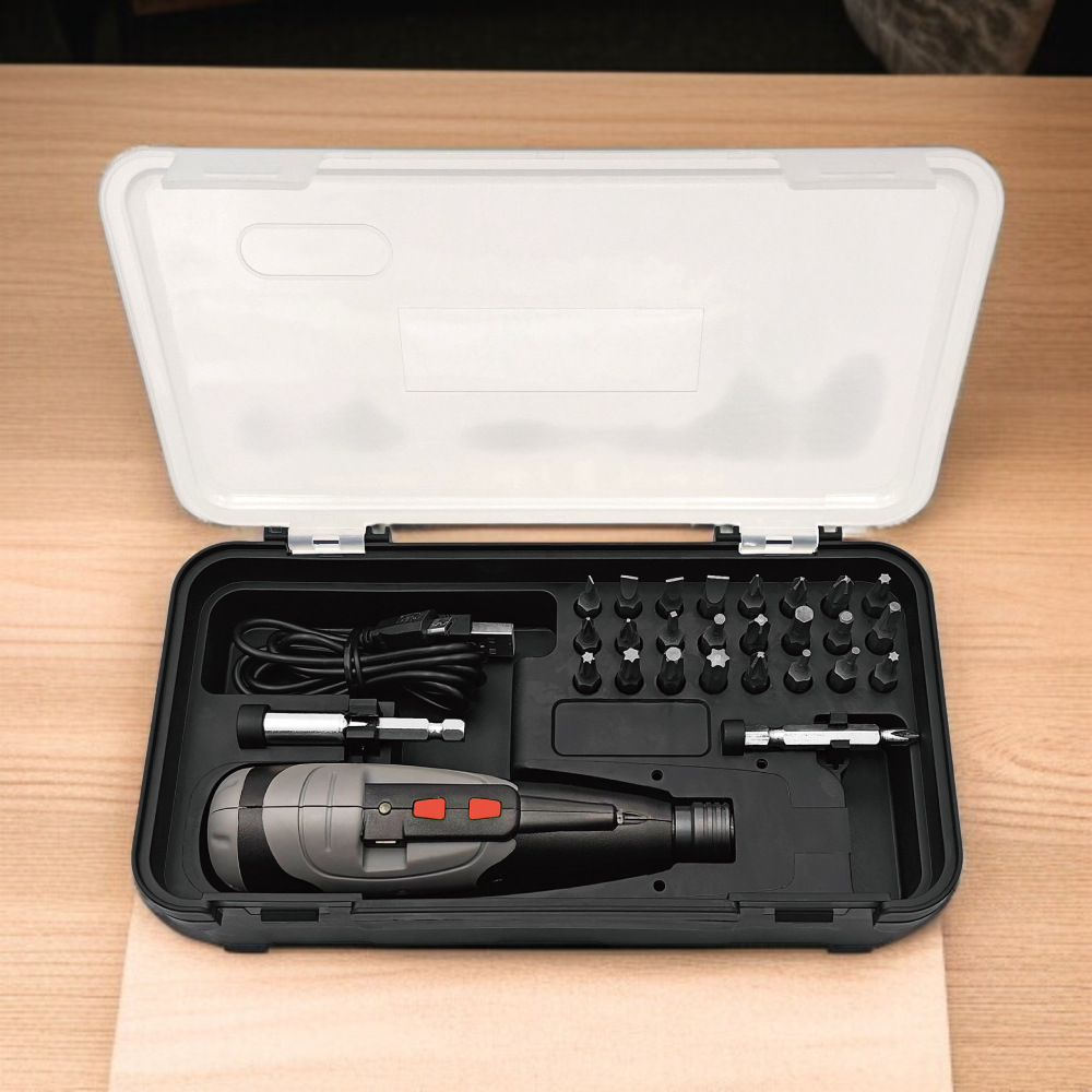 電動ドライバー 小型 充電式 四角/六角/星型 電動ドリル 27点ビットセット 延長ロッド付き 手動使用/トルク3段階/正逆切り替えドライバー LEDライト 小型 DIY ツール 家庭用/DIY/家具