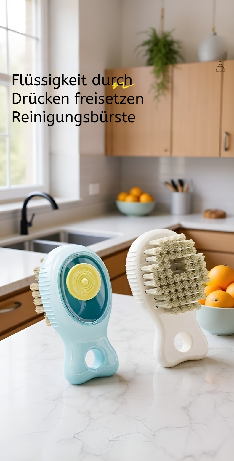 Fischförmige Spülbürste mit Seifenspender für die Küche