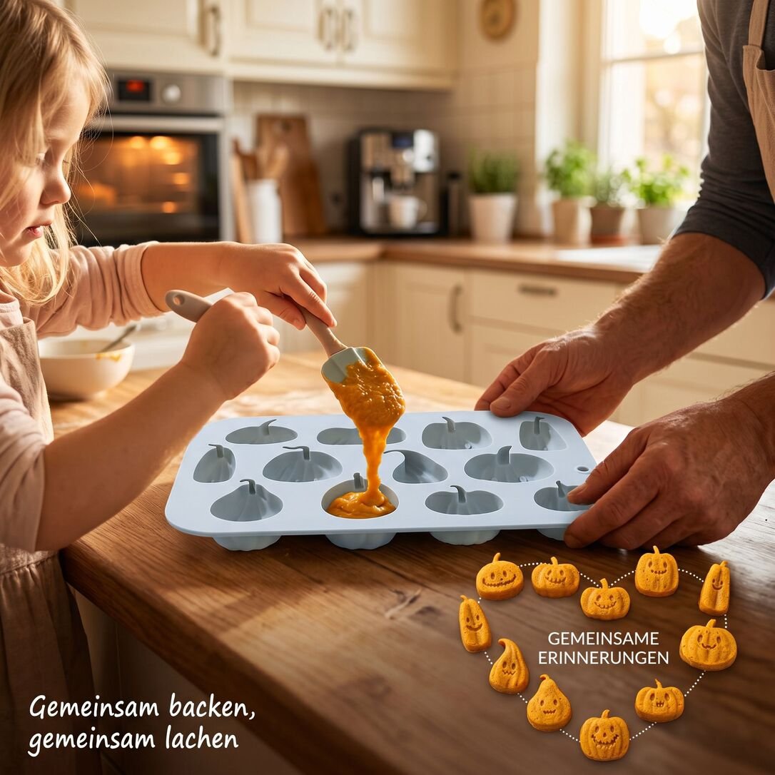 12er Halloween-Kürbis Backform Seifenform Schokoladenform Bonbonform