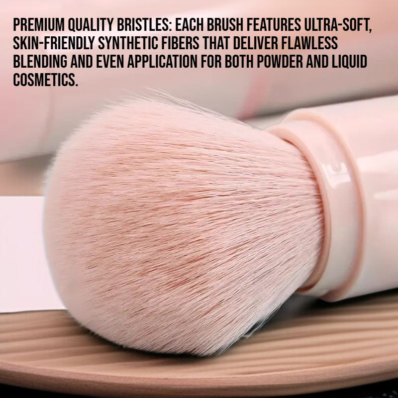 Four in one portable makeup brush set