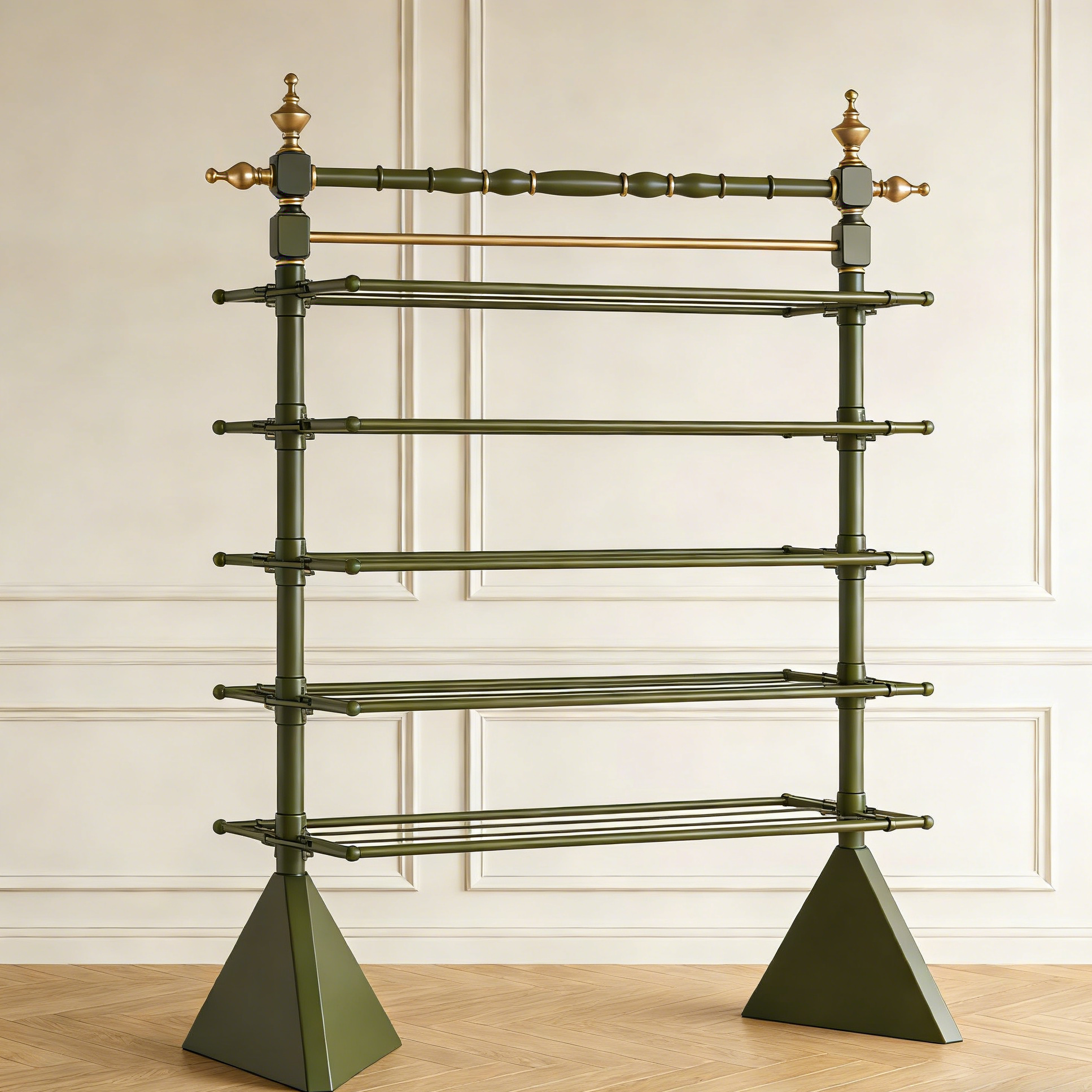 ราวแขวนเสื้อผ้าหลายชั้นสีเขียวเข้มดีไซน์โมเดิร์น