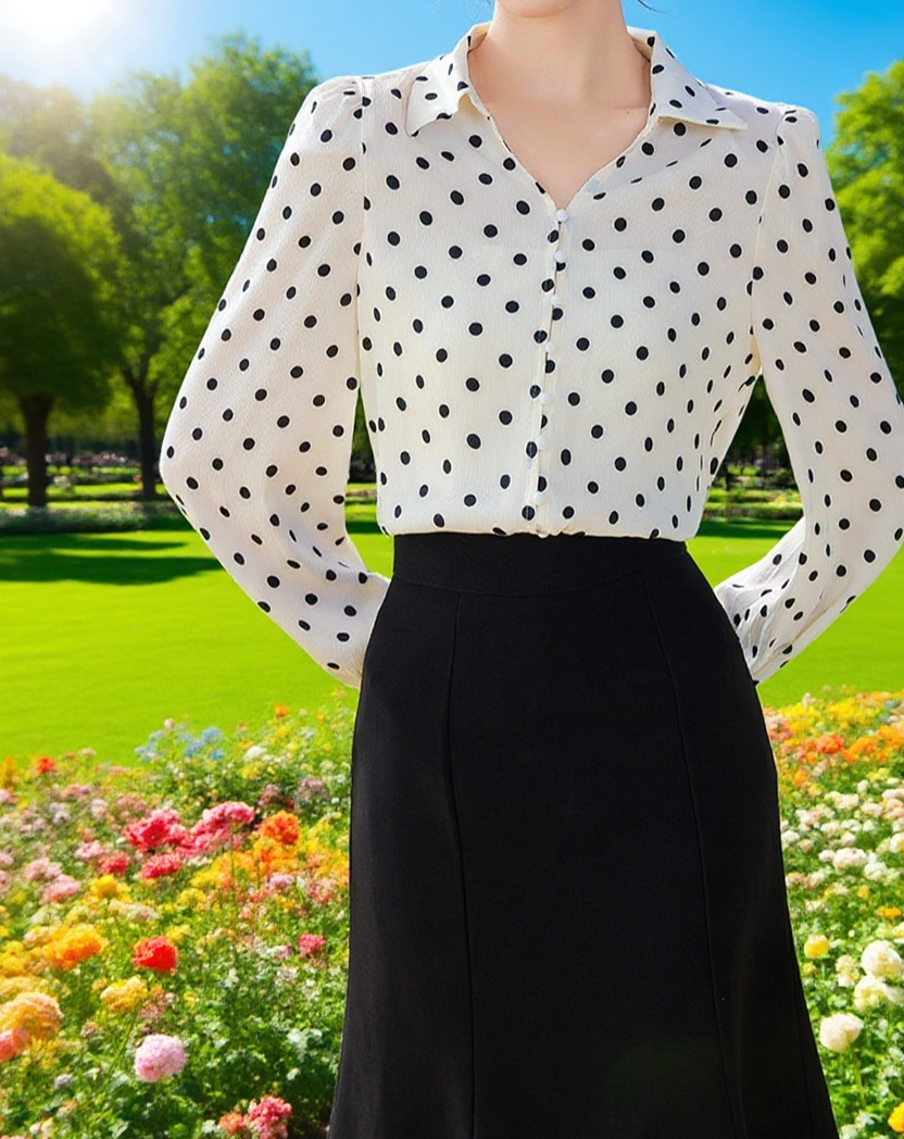 데일리룩에 적합한 흑백 웨이브 셔츠