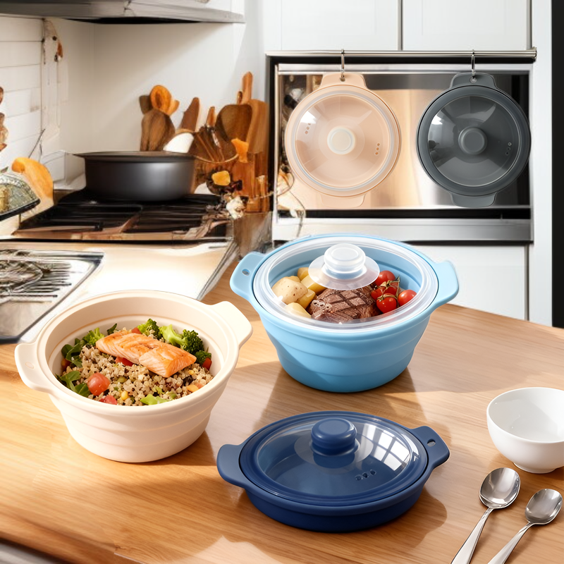 Praktisch für allein lebende Personen, platzsparendes Falt-Design, Topf und Teller in einem