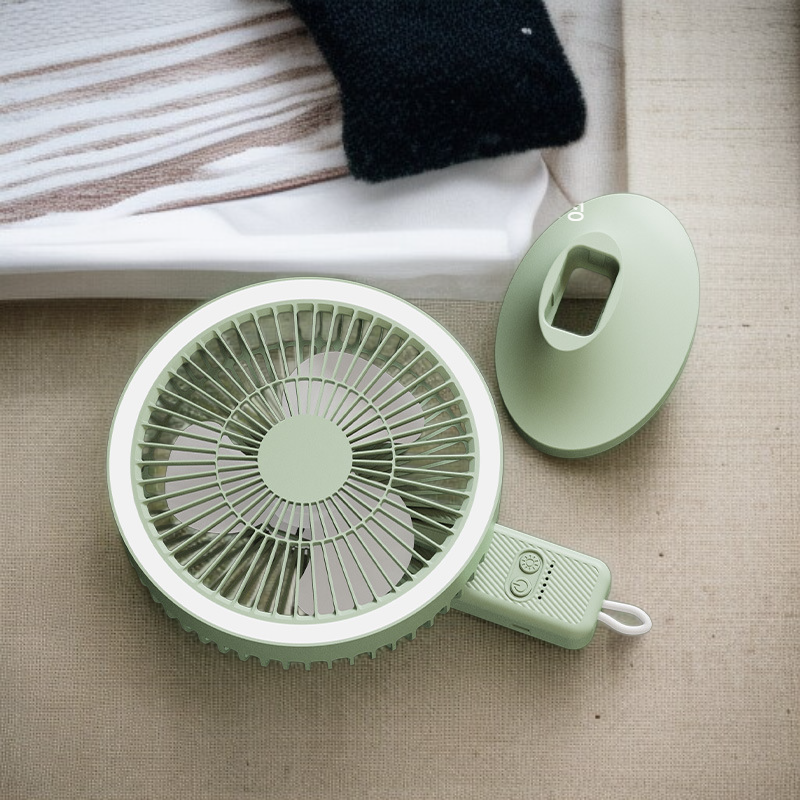 多機能携帯型小型扇風機 折りたたみ卓上扇風機 ムードライト・吊り下げライト付き