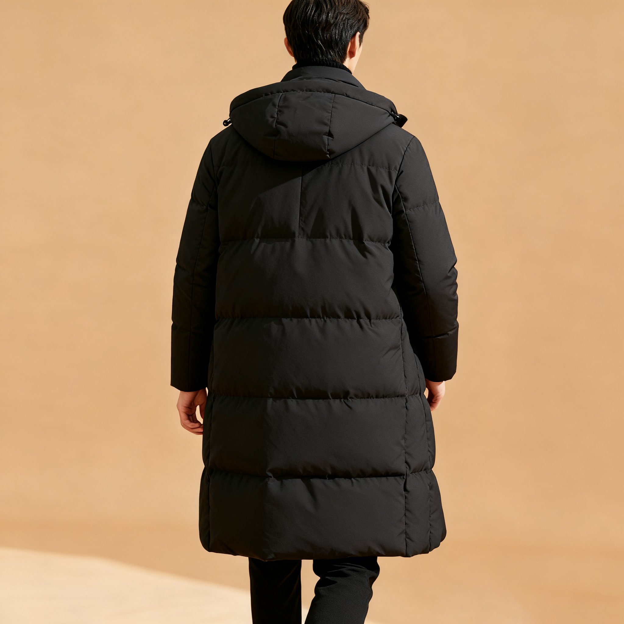 ロング丈フード付き中綿コート