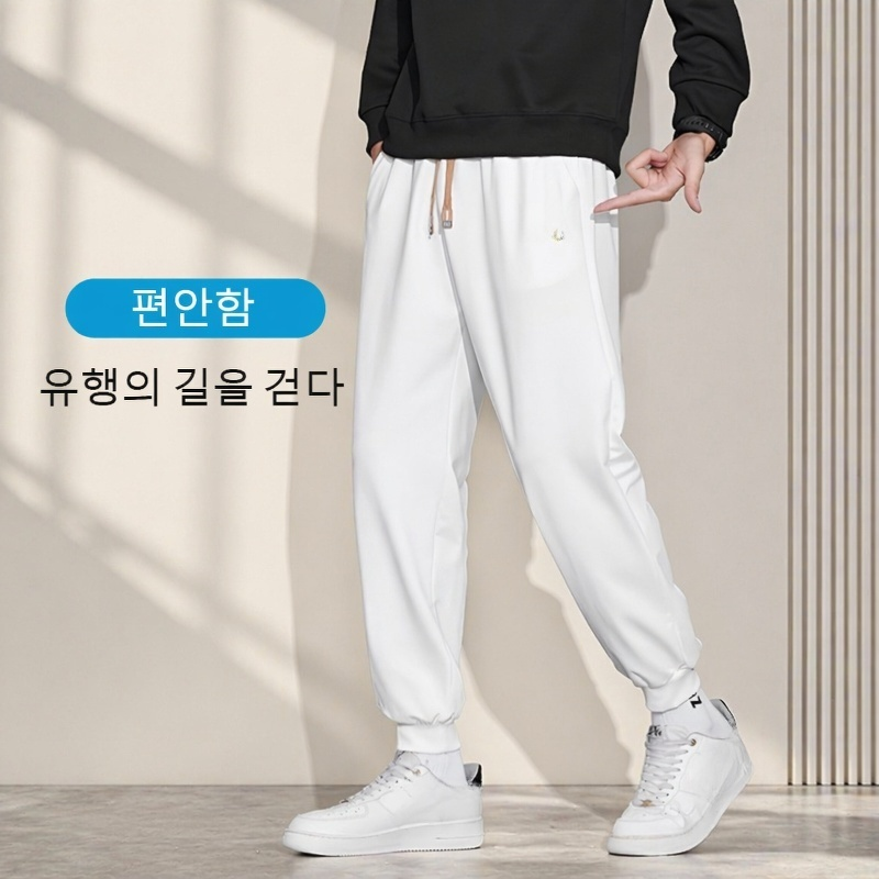 남성용 베이직 스트레이트 캐주얼 팬츠 봄여름용