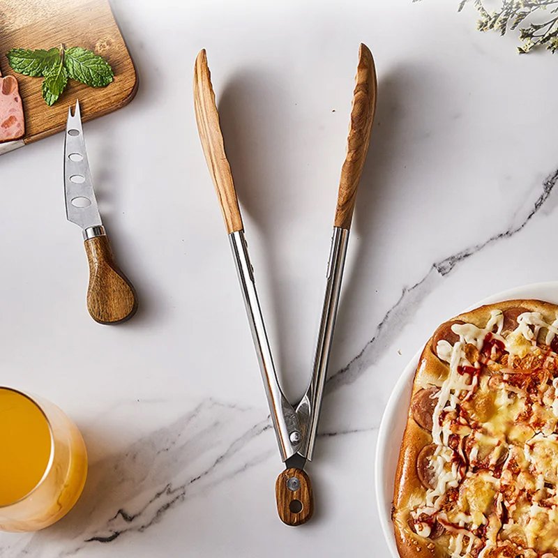 สแตนเลสแหนบอาหารไม้