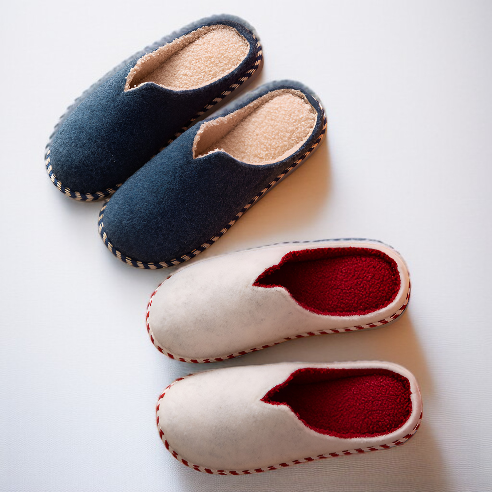 단색 펠트 남성 가정용 면 슬리퍼