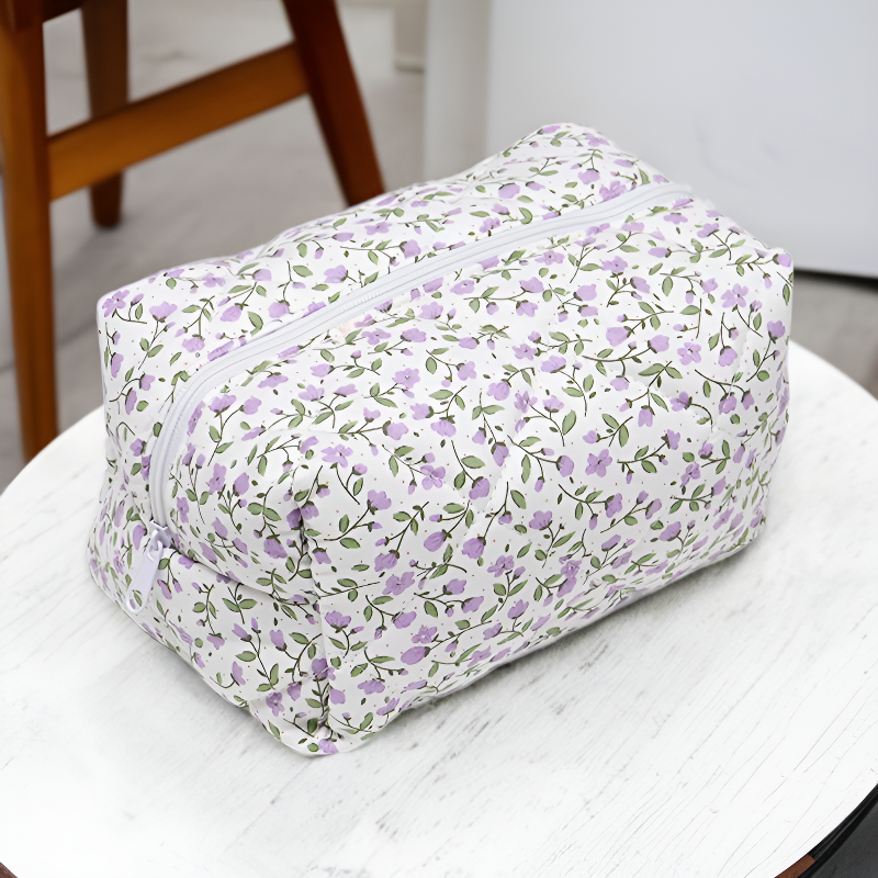Portable Floral Toiletry Bag Women's Cosmetic Organizer