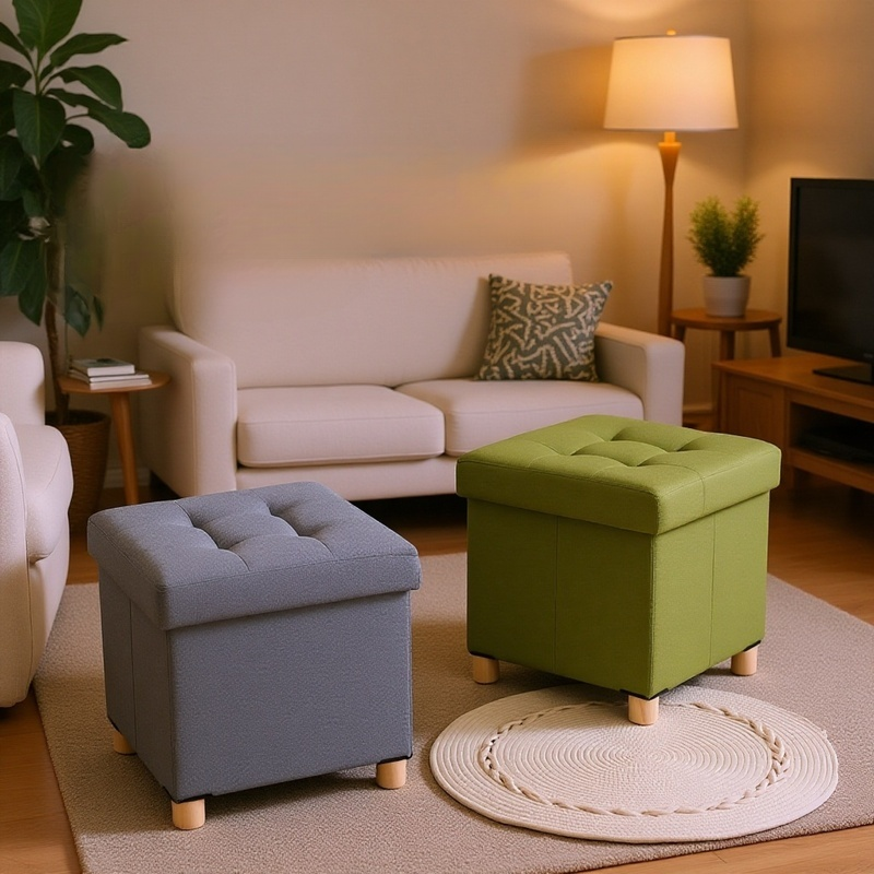 Banco otomano plegable con almacenamiento y tapa